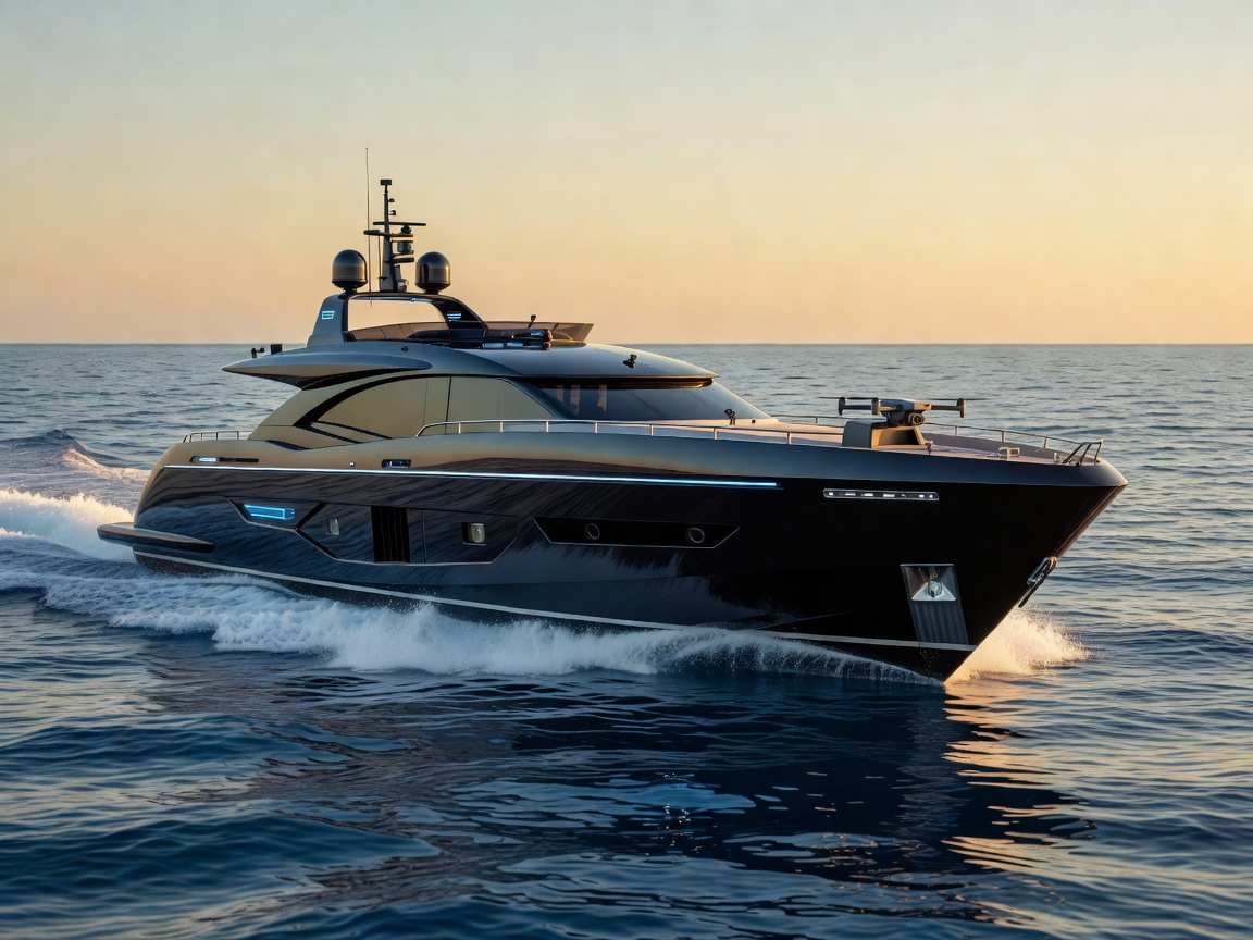 Superyacht at sea with smart automation technology